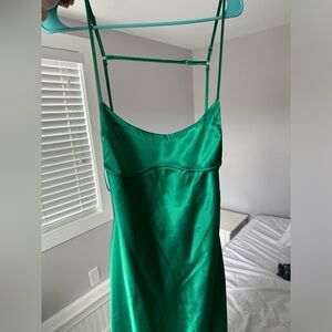 Emerald Green Satin Dress